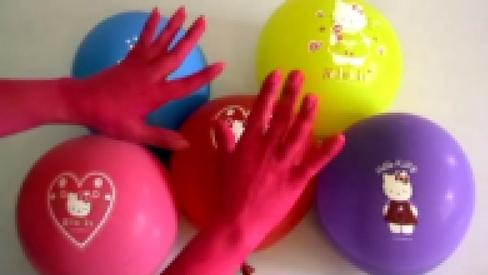 5 воздушных шариков с водой Хеллоу Китти Учим цвета